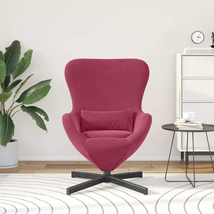 CLARENCE® Fauteuil simple - Chaise-Canapé - pour salon/chambre/bureau - Rouge bordeaux Velours LV5355