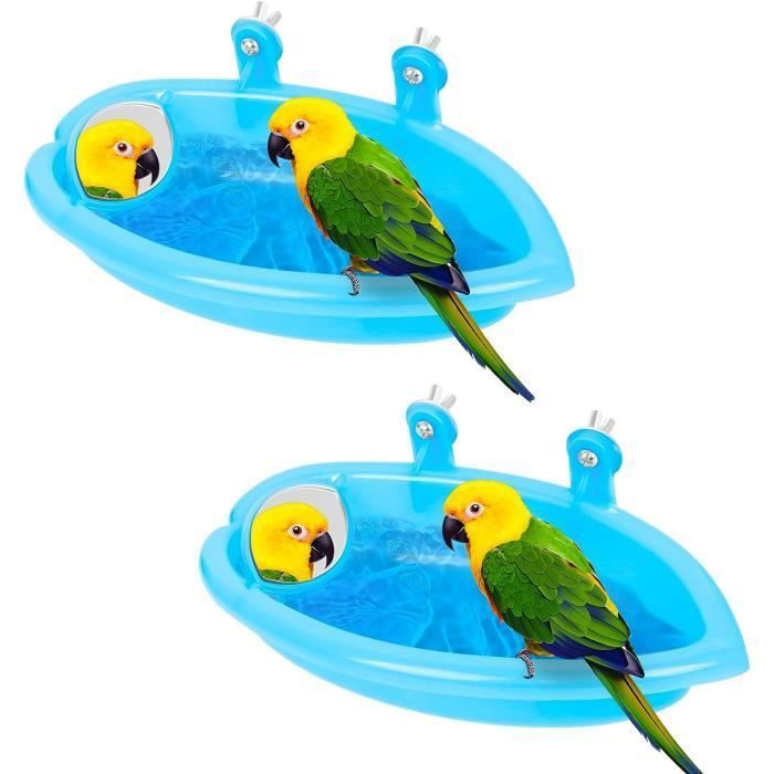 Baignoire pour Oiseaux - AIPAIDE - Plastique - Miroir Réglable - Lot de 2
