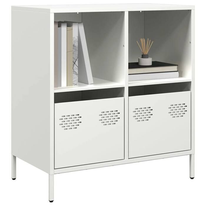 Meuble de rangement blanc style classique en acier robuste 68x39x73 5 cm avec tiroir et étagères rangement de salon