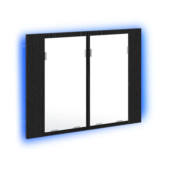Meuble wc - Armoire miroir salle de bain LED - GUANGKUO chêne noir 60x12x45 cm en bois dingénierie @@5311
