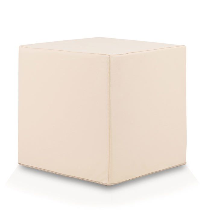 Pouf repose-pieds carré Ottomana Cube 40x40x40 cm Canapé déhoussable Résistant et anti-déchirure Tabouret Ivoire E2 Ecopuf