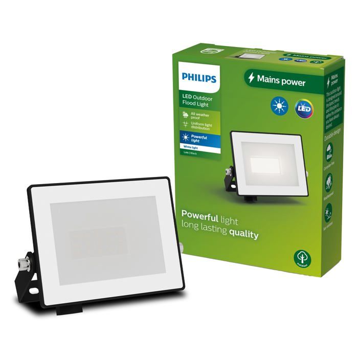 Projecteur extérieur LED - Philips - 10W - 3000K - IP65 - Blanc chaud - Montage mural - Sans cadre
