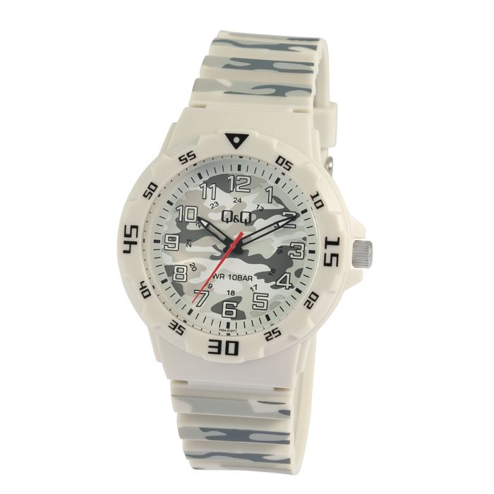 Montre - Q&Q - Homme Gris Plastique - 42 mm - Camouflage gris - 10 ATM