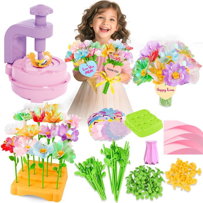 Kit Création Bouquet de Fleurs DIY Manuelle Enfant Cadeau Fille Jouet Fleurs pour Enfant Cadeau Anniversaire Noël Fille