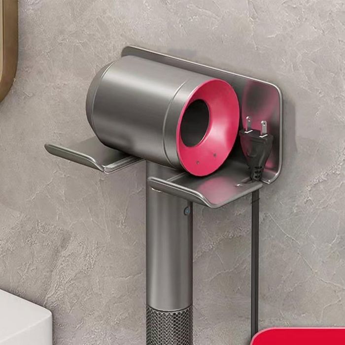 Support mural sans perçage pour sèche-cheveux et lisseur – compatible tous modèles (gris)