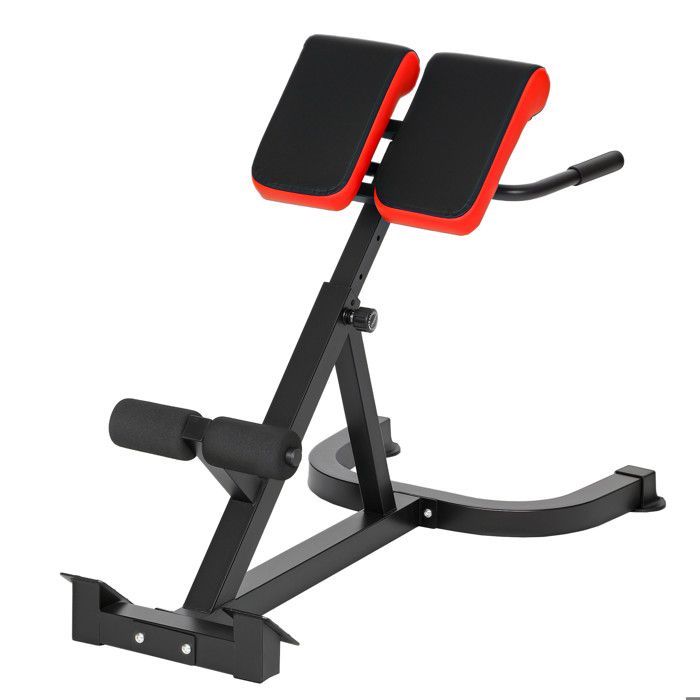 Banc de musculation - SPORTNOW - réglable 5 niveaux avec rouleaux en mousse dense - acier - 112 x 62 x 88 cm - noir et rouge