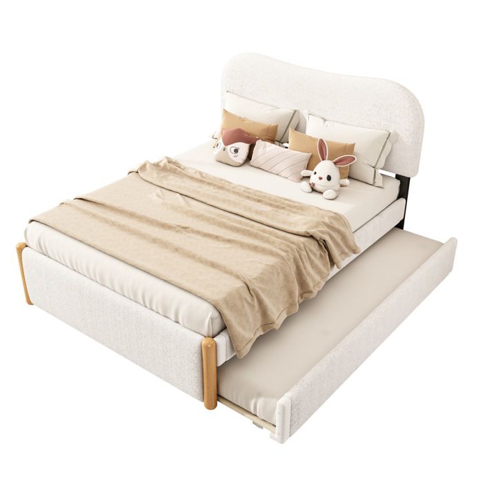 SENVIRO Lit rembourré gigogne 140 x 200 cm blanc Plush et MDF sommier à lattes style minimaliste