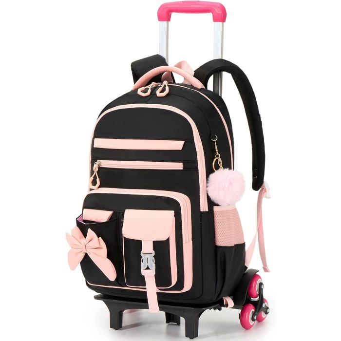 cartable à roulettes fille - Amythe - 2-en-1 sac à dos et cartable à roulettes - 6 roues pour monter les escaliers