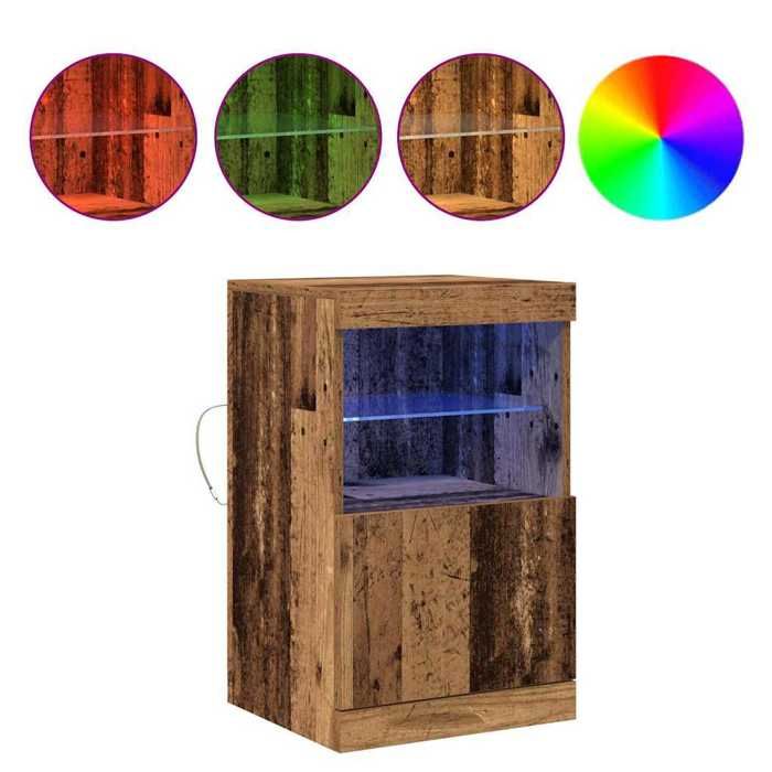 Marron Commode Salon CHIC Buffet bas/Cabinet 1 PC LED Bois ancien 41x37x67 cm Bois dingénierie N15477