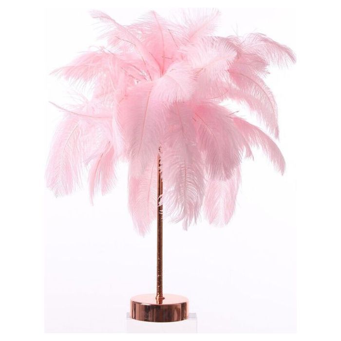 Lampe de chevet LED forme pissenlit fil de cuivre plume rose romantique
