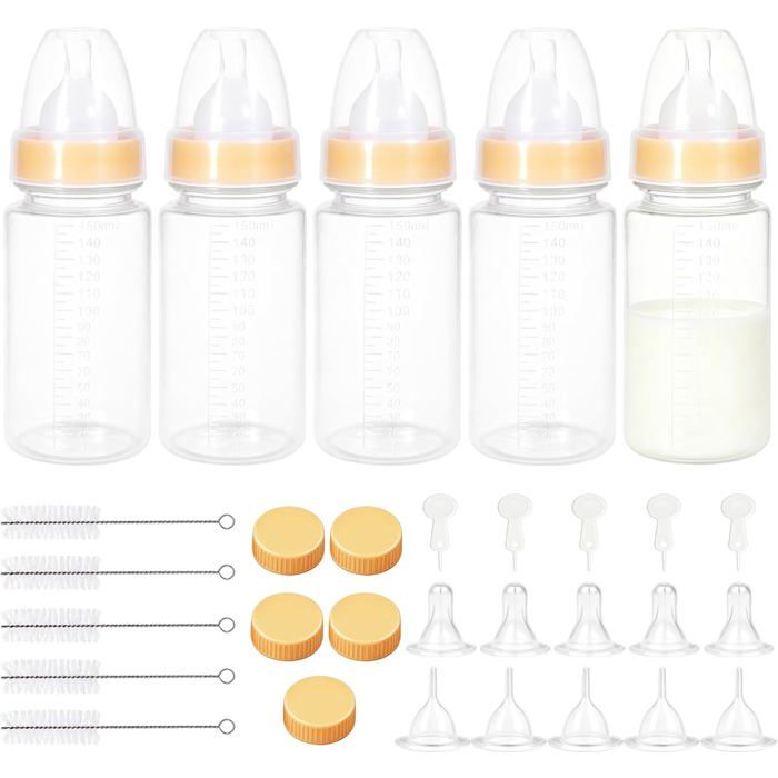 Lot de 5 biberons délevage pour chiots et chatons - 150 ml - Avec échelle de mesure