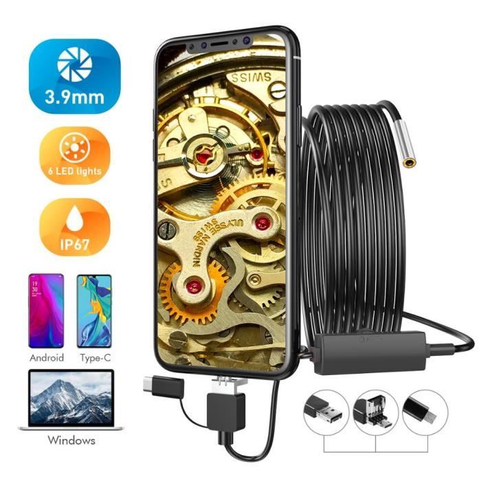 Caméra Endoscopique EuAcesry 1920P HD - 3.5m Étanche IP67, 8 LEDs - Pour Smartphone Et Tablette - Inspection Canalisations
