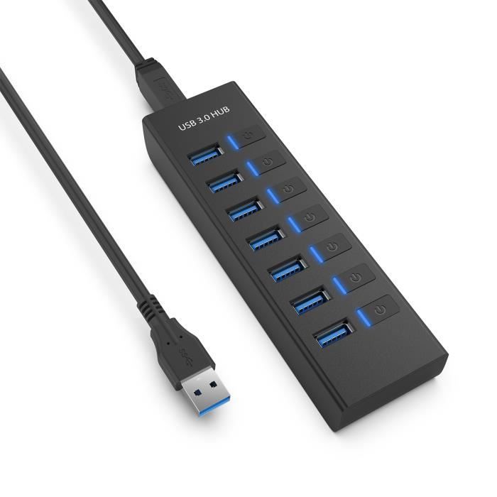 Multiprise USB Hub 3.0 Recharge rapide 7 Port 5Gbps avec Câble Long – Mon  Enseigne Lumineuse