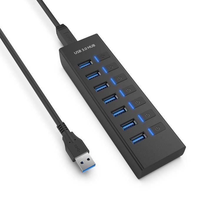 Hub USB, JESWO Multi 7 Ports Multiprise USB 3.0 avec Interrupteur  Indépendant, Port USB Multiple pour PC, Ordinateur Portable - Cdiscount  Informatique