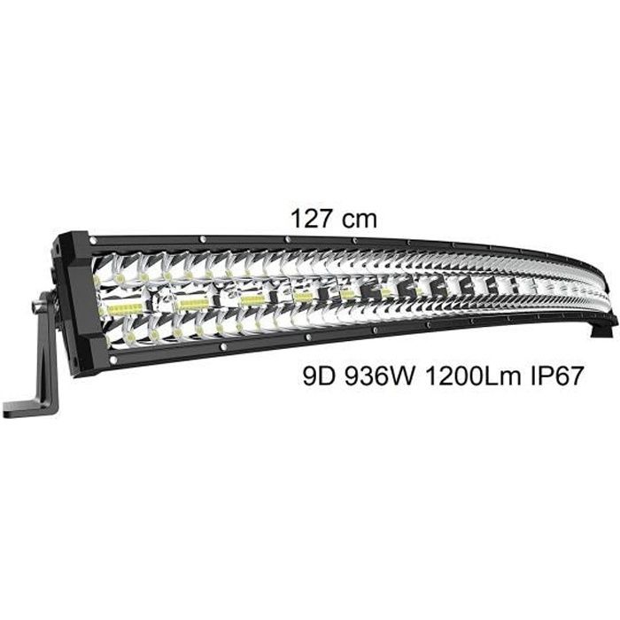 Barre Led 127cm - LED 936W Incurvee 12000Lm IP67 Faisceau Inondation Tache