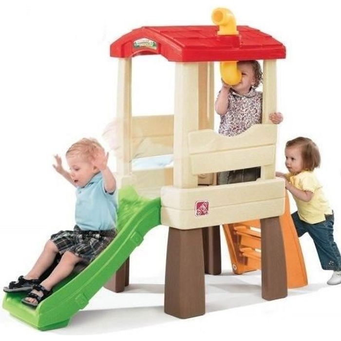 Maisonnette Perchée Enfants avec Toboggan - Step2 Lookout Treehouse Aire de Jeux Enfant
