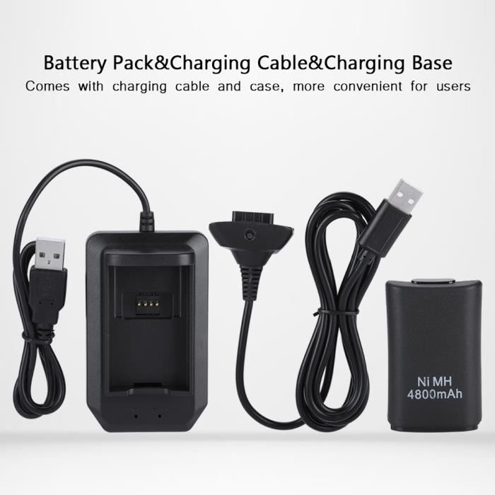 Batterie rechargeable Pour XBOX 360 4800mah Batterie de remplacement pour XBOX 360 avec fil et