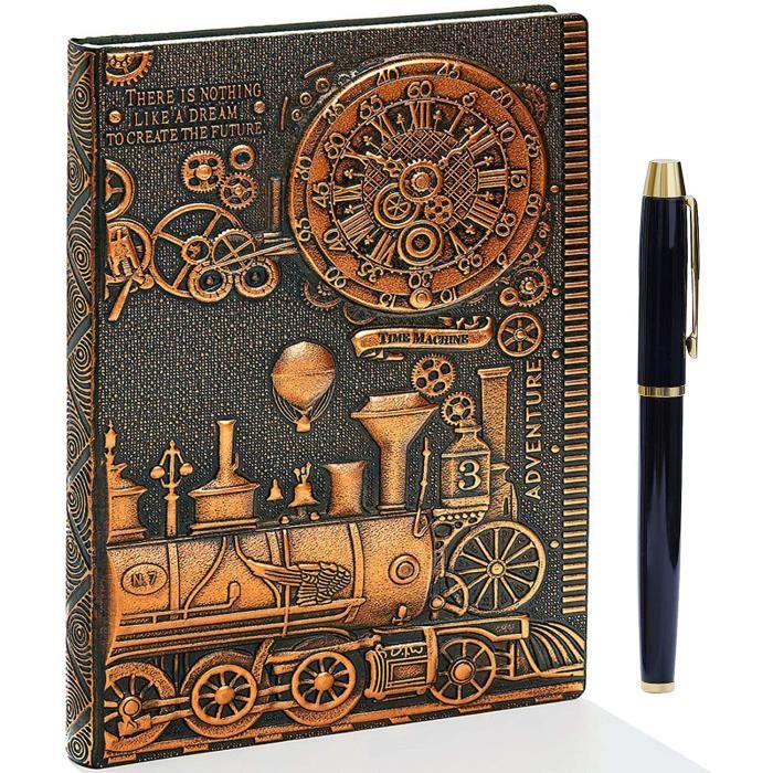 Carnet Journal En Cuir Gaufré Marron - Papier Recyclé, Format Portable