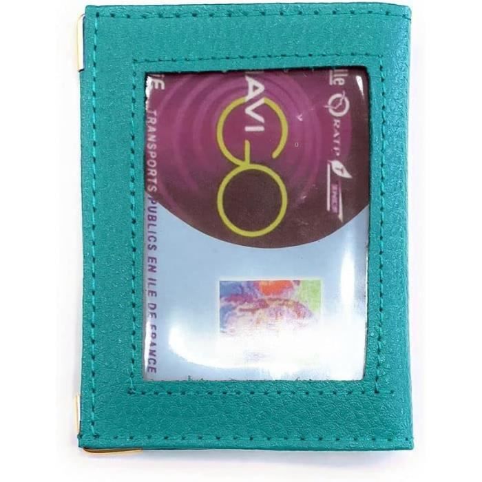 Passe Navigo Porte-carte Cuir Bleu /cartes De Transport Etui Pass - Main Image