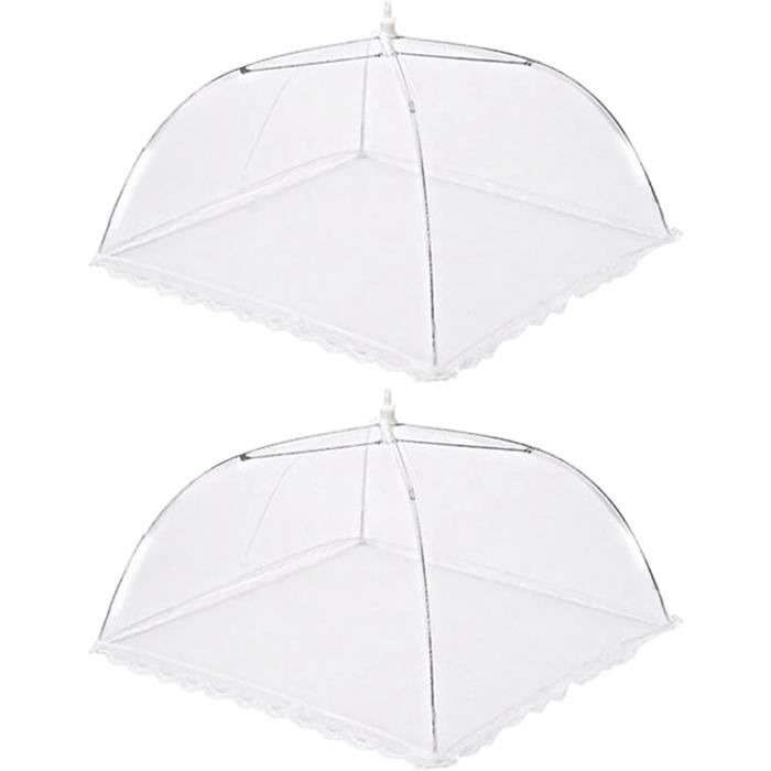 2 Cloches Alimentaires Pliables Anti-Mouches - Moustiquaire De Table Pour Nourriture - Blanc