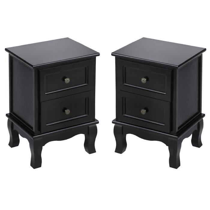 tables de chevet à 2 tiroirs noir - maestroha - style baroque - bois massif