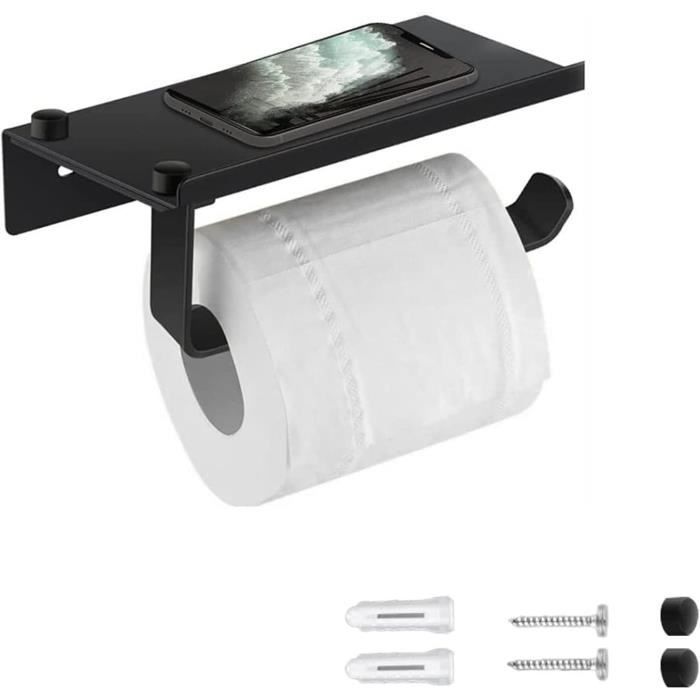 Dww-porte Rouleau De Papier Toilette Hyginique Sans Perage Avec Etagre De Tlphone Portable Support Mural Double Pour Salle De Bains Noir Dww-porte Rouleau De Papier Toilette Hyginique Sans Perage Avec Etagre De Tlphone Portable Support Mural Double Pour Salle De Bains Noir