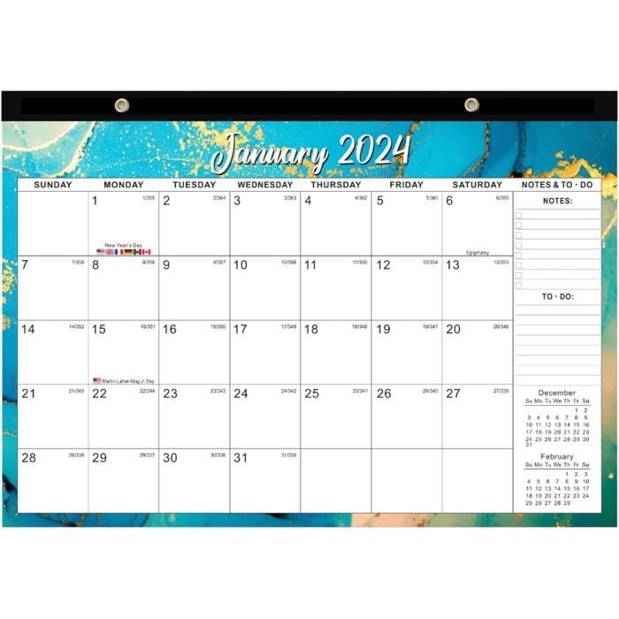 Calendrier Mural 2024/2025 - 16 Mois - Format 21x26.5cm - Carton Rigide - Vacances Scolaires