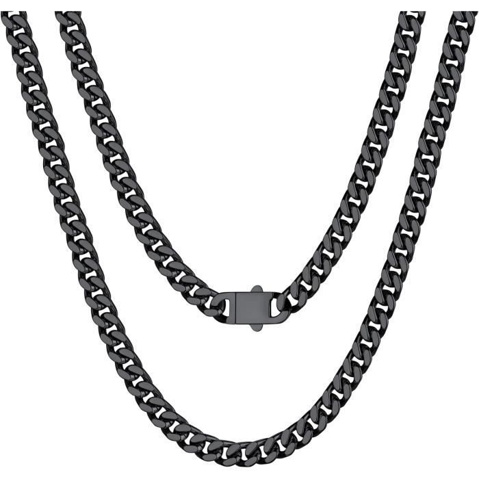 Collier Chaîne Gourmette Homme PROSTEEL - Acier Inoxydable 316L, Largeur 5mm/7mm, Longueurs De 46 à 76 Cm