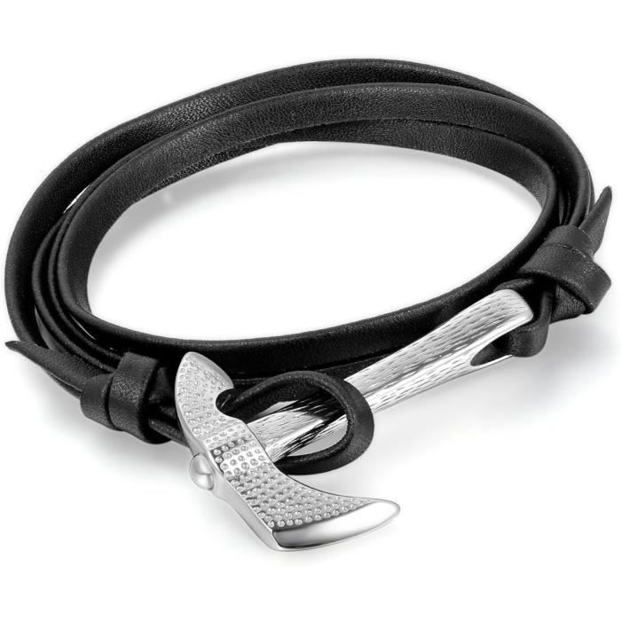 Lot De 2 Bracelets En Cuir Véritable - 1 Tressé Marron, 1 Multicouche Noir - Taille Réglable Pour Homme Et Femme