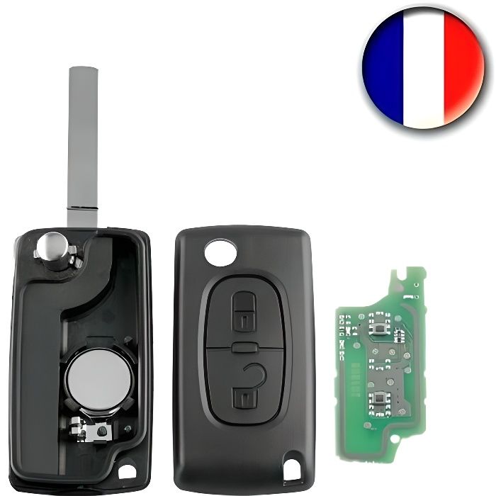 Clé Vierge CE0536 CIRCUIT ID46 Pour PEUGEOT 207 307 308 SW 407 807 PARTNAR  EXPERT 2 BOUTONS ASK 433MHZ + PILE - Cdiscount Auto