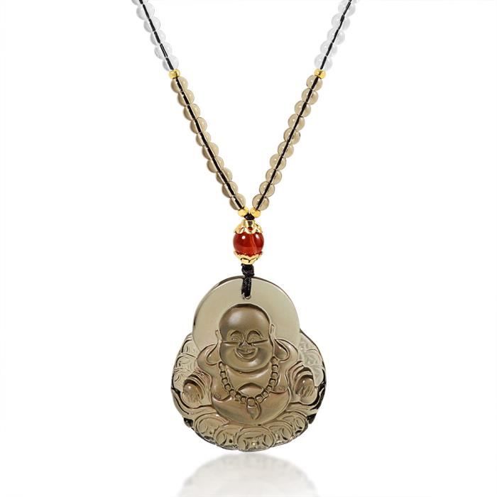 Or Rose Laughing Buddha Collier Pendentif