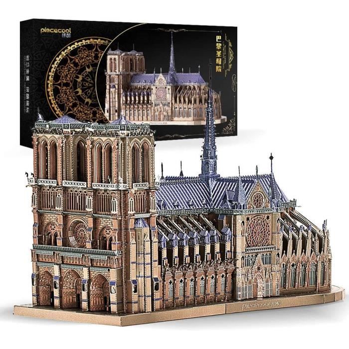 ZHMAO 382 pièces Puzzle 3D en Metal pour Adulte Notre Dame de Paris Kit de Modèle 3D