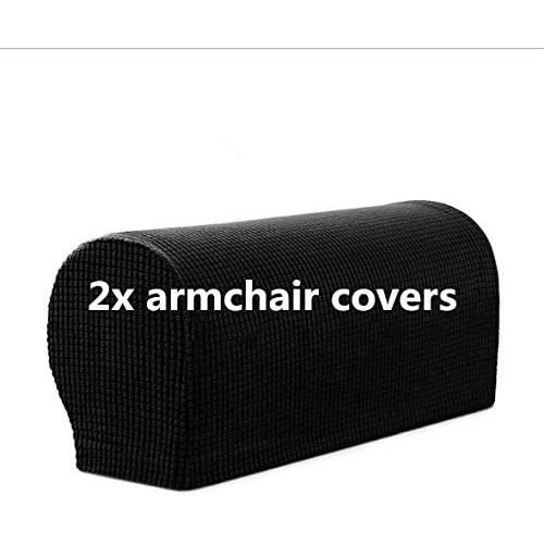 SXNING Lot De 4 Housses D'accoudoirs De Fauteuil Extensibles En Polyester Souple Antidérapant Pour Fauteuil, Canapé, Canapé (jacquard Café
