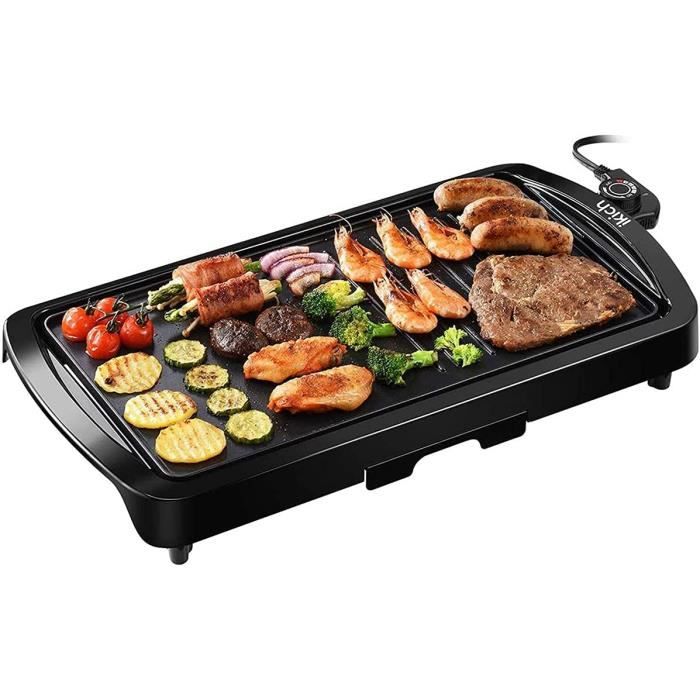 Grill Électrique Portatif,Gril Antiadhésif 2 en 1 Barbecue Intérieur