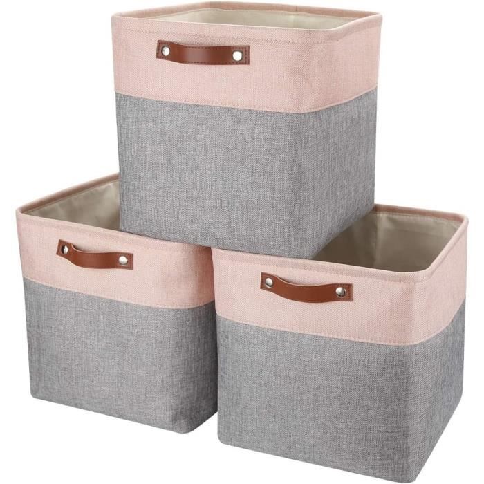 AJWSet de 3 boîtes de Rangement en Cube 30x30x30cm Panier de Rangement