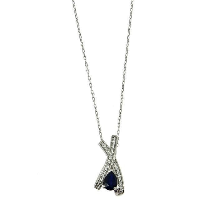 10k Or Blanc pour femme ronde Diamond Bar Pendentif Chaîne Collier 1//10 cttw