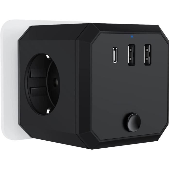 Prise Usb Multiple, Multiprise Murale Cube 3 Prises Avec 3 Usb Secteur