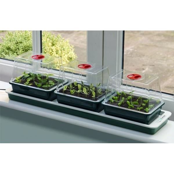 Lot De 3 Mini Serres D'intérieur Avec Couvercle - 36 Cellules - Kit De Culture Pour Semis - Outils Inclus (bêche, Râteau, étiquettes)