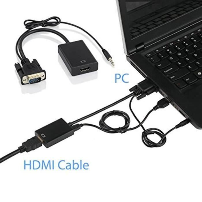 Convertisseur Vga Vers Hdmi 1080p Avec Audio Cable Adaptateur Vga Male To Hdmi Femelle Pour Lecteur Dvd Projecteur Hdtv L0472 Prix Pas Cher Cdiscount