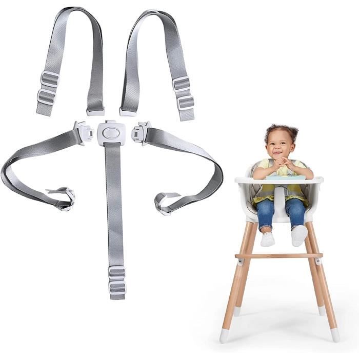 Ceinture de sécurité réglable pour bébé - 5 points - Sangles de rechange  pour chaise haute - Pour poussette, landau, poussette - Harnais de sécurité  pour chaise haute - Ceinture de sécurité