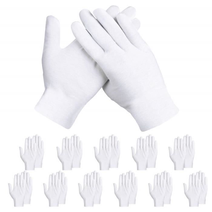Parfaits pour un bijoutier TooTaci 12 paires de gants blancs en coton épais et réutilisables 