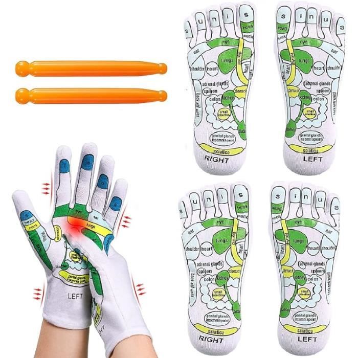 Meilleurs prix pour Jeputane 2 double AcuPlus blood control shiatsu rflexologie gants et chaussettes ensemble de massage avec point SOCKS