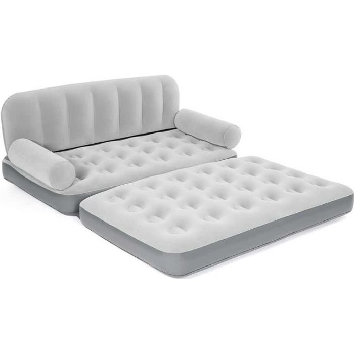 canapé-lit gonflable - bestway - multi-max 2 places - intérieur et extérieur - gris