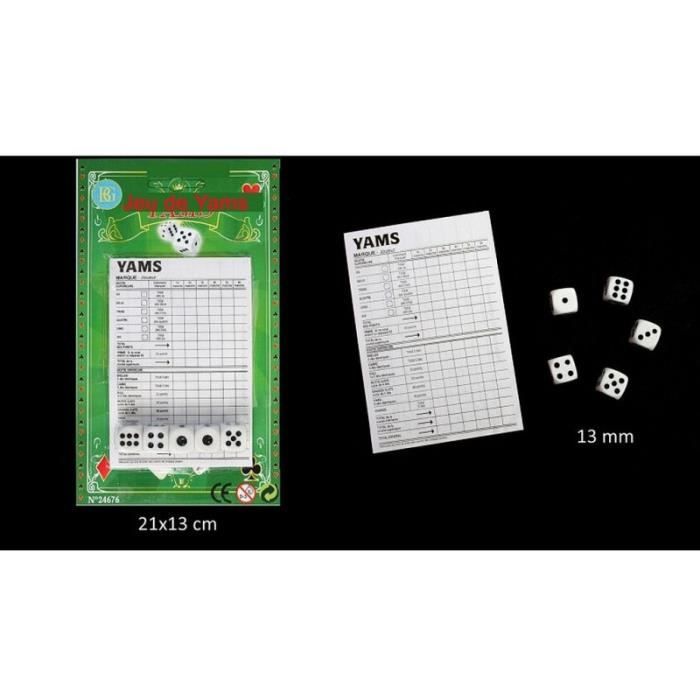 Jeu de dés Yam's JEU DE YAMS FICHES + 5 DES JEU DE SOCIETEE Cdiscount
