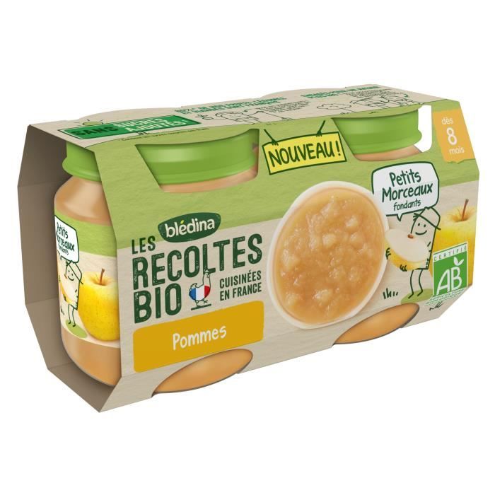 Bledina Les Recoltes Bio Petits Pots Pour Bebe Bio Des 8 Mois Pommes Petits Morceaux 2x130g Achat Vente Compote Dessert Fruite Bledina Les Recoltes Bio Petits Pots Pour Bebe Bio
