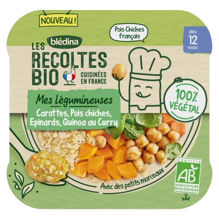 Bledina Les Recoltes Bio Carrots Petit Pois Farm Chicken 2x200g