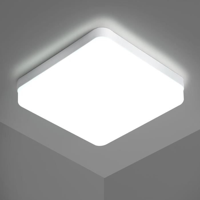 Plafonnier LED 24W, 1800lumen 4000K blanc naturel, 220V 16LEDs, plafonnier led  utilitaire carré noir pour salle de bain [420] - Cdiscount Maison