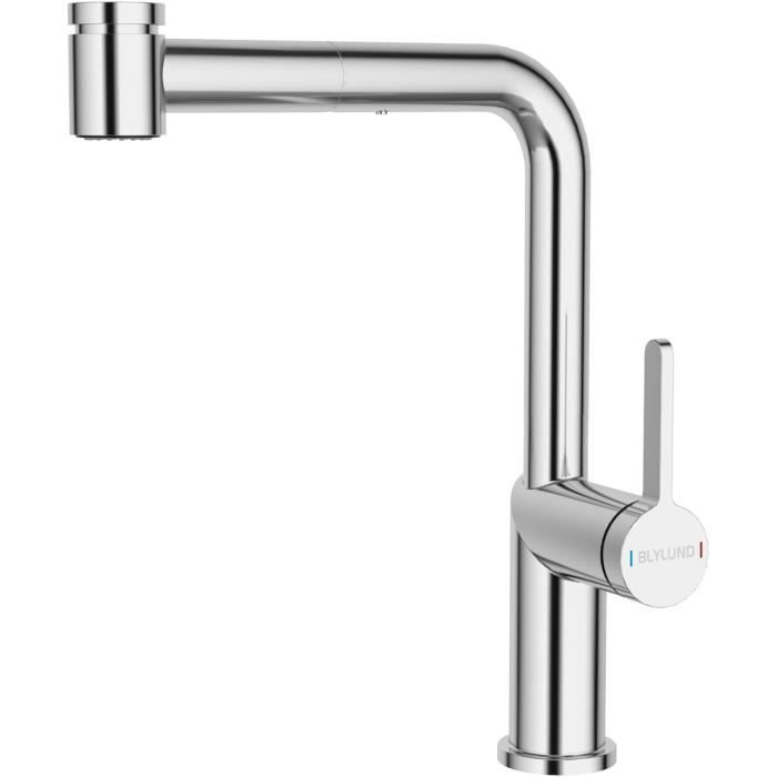 WELLBAD Cascade Robinet De Cuisine Chromé – Bec Pivotant à