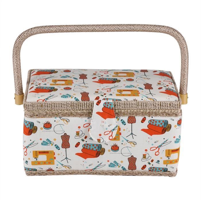 Prym 612069 Panier à coudre en coton, sable, 32 x 20,5 x 21 cm