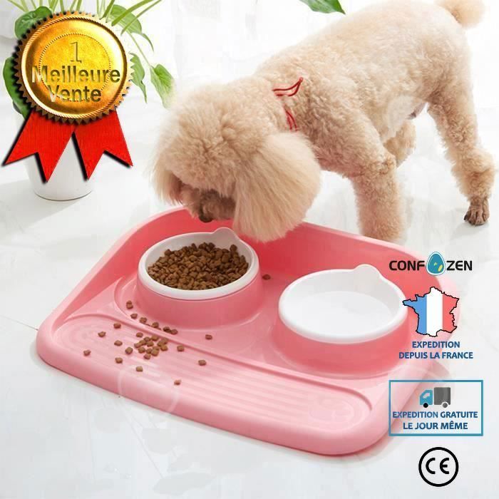 Meilleurs prix pour CONFO Bol pour chat, Distributeur nourriture croquette chat, Gamelle double pour chien-Chat, Distributeur eau et croquette chat, L,